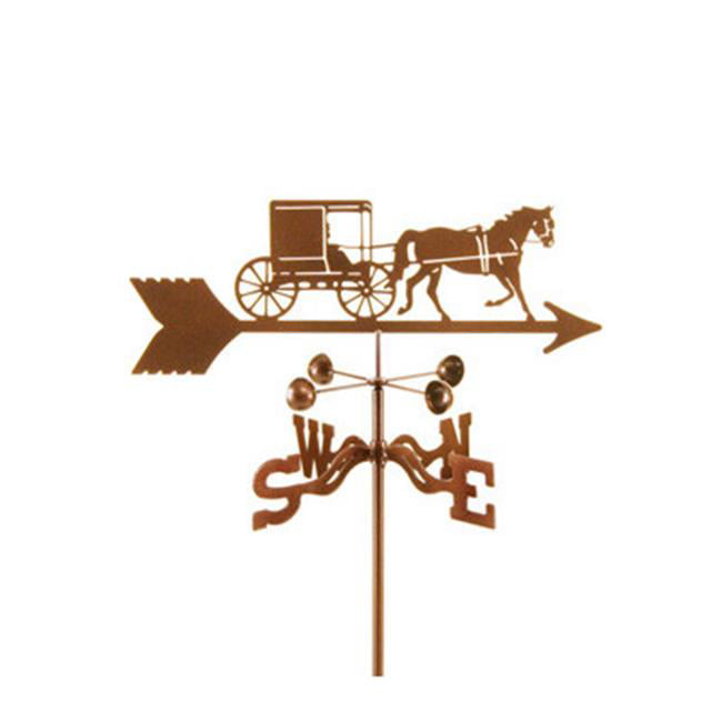 Decorative Wrought Iron Metal Windvane Amish Horse & Buggy Steel Weathervane 