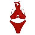 thumbnail image 3 of Pxiakgy Ensembles de bikini pour Femmes Maillots de Bain pour Femmes Rassemblement Cou Soutien en Acier Coussin de Poitrine bikini Coloré Maillot de Bain Rouge + S, 3 of 7