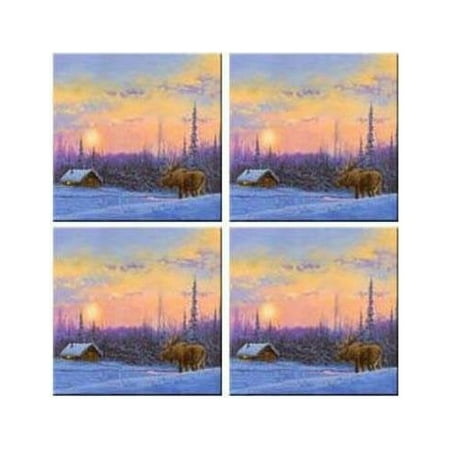 

McGowan TT70020 Tuftop Van Zyle Moose and Cabin Coasters Set of 4