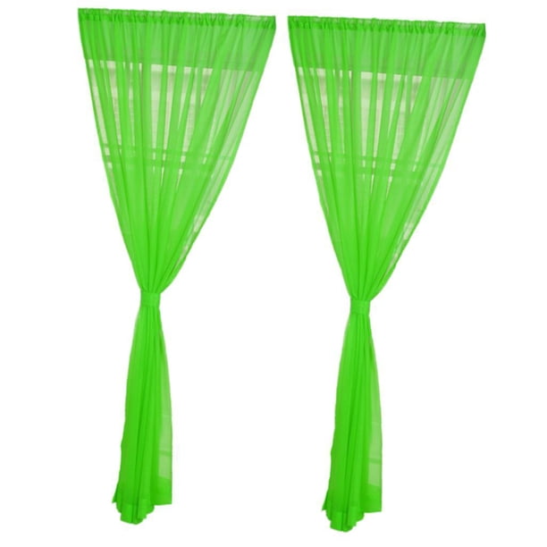 Injueey Cortina de cocina de 2 paneles Cortina de gasa transparente para puerta y ventana Azul cielo - 200x270cm Decoración del hogar Verde 100 x 270 cm 2 piezas
