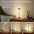 thumbnail image 6 of LED Rechargeable Cordless Aluminum Table Lamp, 3000K Warm White, 3 Settings Brightness, 4000mAh Battery Powered Operated Table Light, Modern Bedside Lamp,Pack of 2., 6 of 6