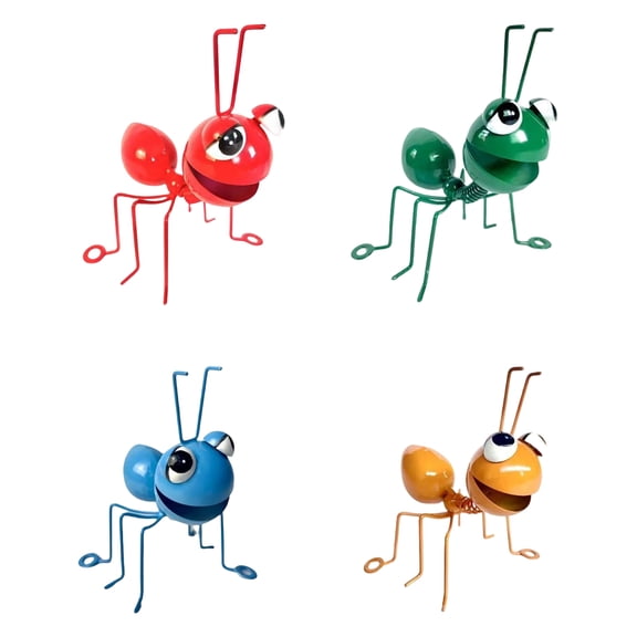 Set of 4 Metal Ant Garden Decor, Colorful Outdoor Yard Art Wall Sculptures, Cute Insect Wall Hanging Decorations for Fence, Tree, Patio, Lawn, Backyard, Farmhouse Garden Accent