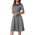 thumbnail image 4 of Vestido Houndstooth INSPIRE CHIC para mujeres con cuello barco, mangas cortas, elegante, corte A, 4 of 5