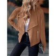 thumbnail image 3 of Women's Faux Suede Jacket Fashion Autumn Long Sleeve Front Opening Cropped Coat, 3 of 8