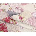 thumbnail image 2 of Marina Decoration Rich Printed Embossed Pinsonic Coverlet Bedspread Ultra Soft Bedding Summer Quilt Set with Shams, Floral Plaid Pattern Pink Green Red Purple Cream Color, 2 of 7