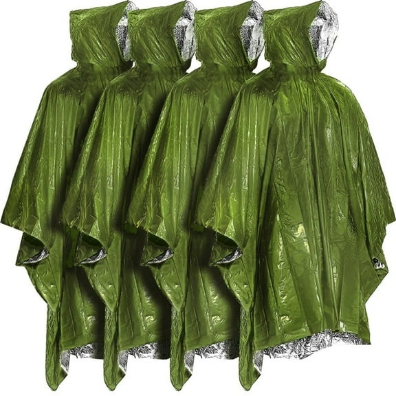Survival Rain Poncho Emergency Mylar Space Blanket Camping Gear-Retain 90% of Body Heat Survival Gear for Survival Kits Camping Supplies Emergency Blankets