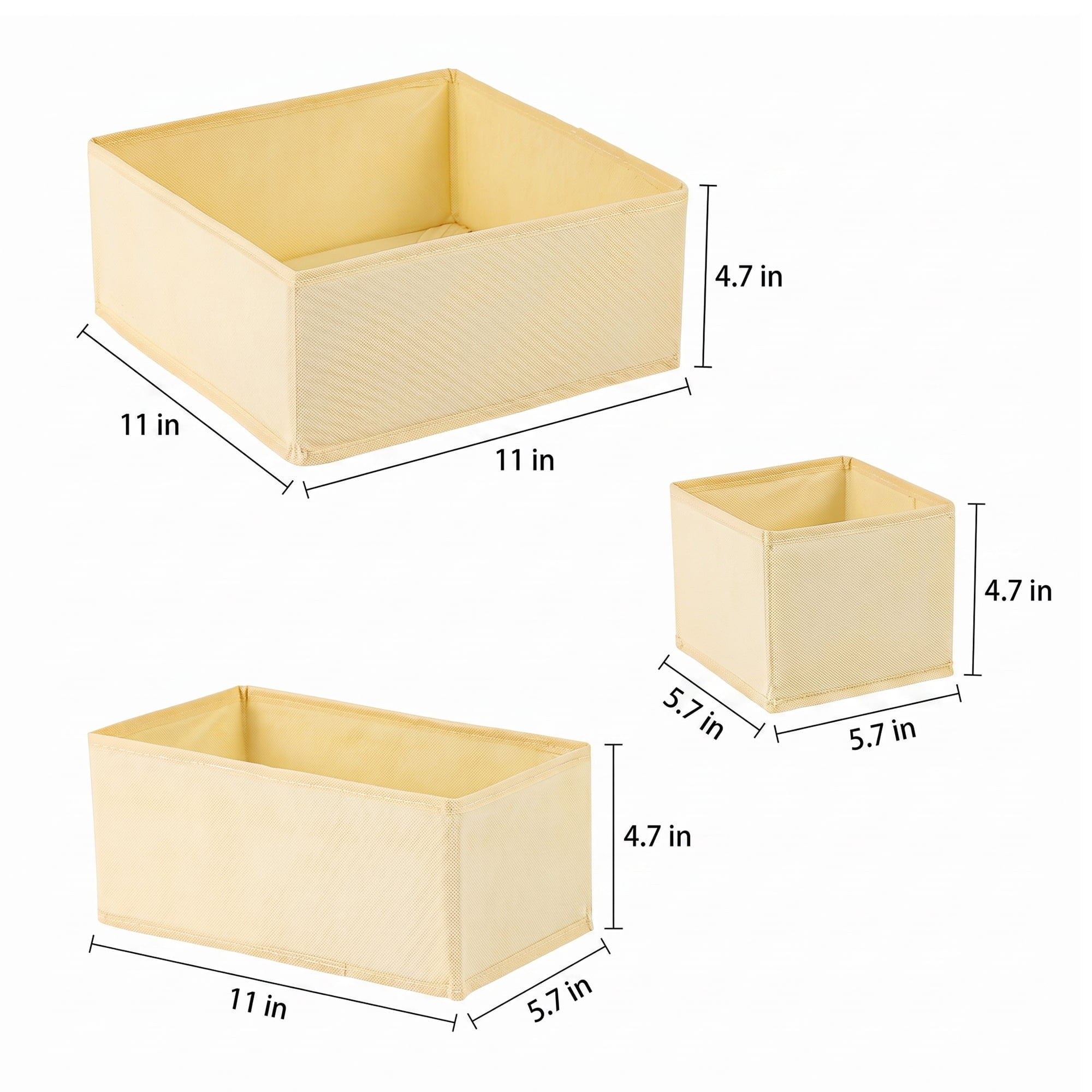Unique Bargains Collapsible Storage Bin with Zipper for Shelves Closet Beige 6PCS