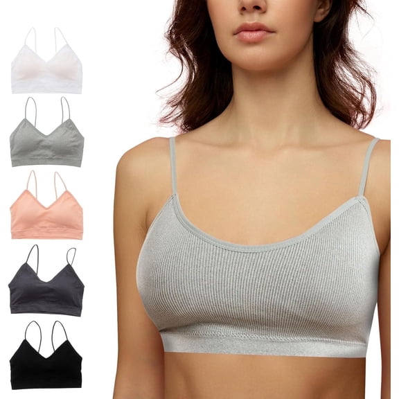 Alyce Ives Intimates Seamless Ribbed Sleep Bras for Women Padded Wireless Bra Pack, Small 5 pcs