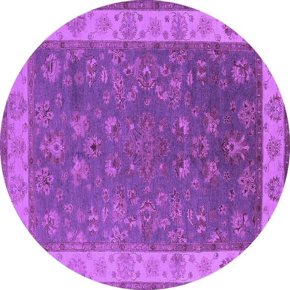 Ahgly Company Indoor Round Oriental Purple Traditional Area Rugs, 3' Round