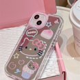 thumbnail image 2 of Funda de teléfono Kawaii Sanrio Kitty Kuromi con espejo estilo Graffiti para Iphone 15 15Pro 15Promax 14 13 12 11 Xr, funda anticaída incluida, 2 of 5