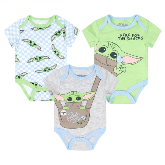 Star Wars Grogu Here for The Snacks 3-Pack Infant Bodysuit Set-0-3 Months