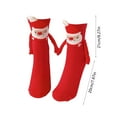 thumbnail image 3 of Funny Couple Socks Fuzzy Christmas Magnetic Mid-Calf Stockings for Women & Men - Novelty Xmas Gift for Friend (Red), 3 of 6