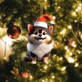 thumbnail image 2 of GQDIN Christmas Dog Tree Decorations Acrylic Hanging Ornament - 2D Flat Santa Hat Animal Pendant for Car Home Holiday Xmas Decor Gifts, 2 of 9