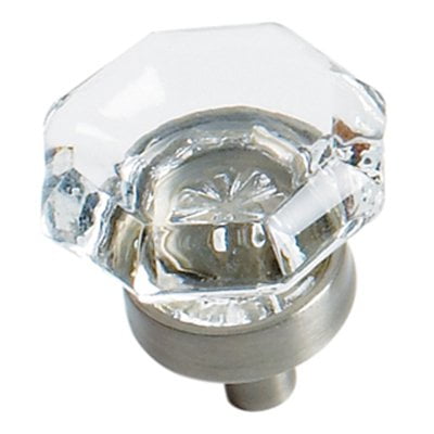 - Traditional Classics 1-1/16 in (27 mm) Diameter Clear/Satin Nickel Cabinet Knob
