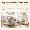 thumbnail image 2 of Twin Over Twin Kids Bunk Bed, UHOMEPRO Solid Wood Floor Bunk Bed for Kids Bedroom, High Safety Rail, Ladder, Heavy Duty Space-Saving Bunk Beds, Convertible into 2 Twin Beds, Grey, 2 of 8