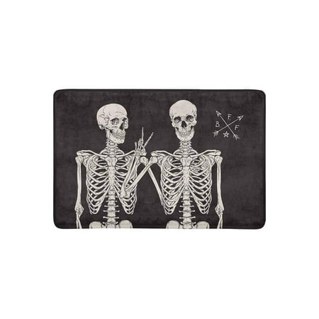MKHERT Funny Human Skeletons Best Friends Posing Doormat Rug Home Decor Floor Mat Bath Mat 23.6x15.7
