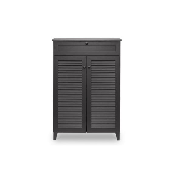 Baxton Studio Harding Espresso Shoe Cabinet, 4 Shelves