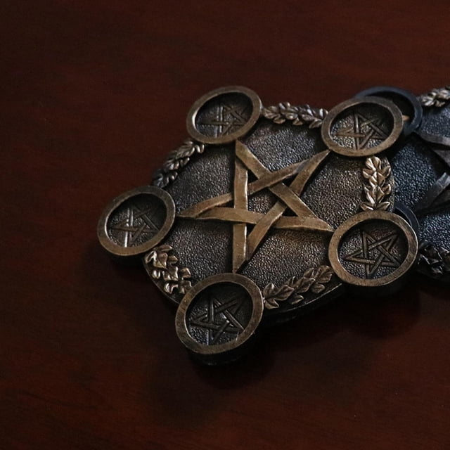 Astrología Pentagrama Resina Candelero Pentáculo licencia de altar para Cartas del de adivinación Luces de té Porta Adorn Latón A BLESIY Portavelas de pentagrama