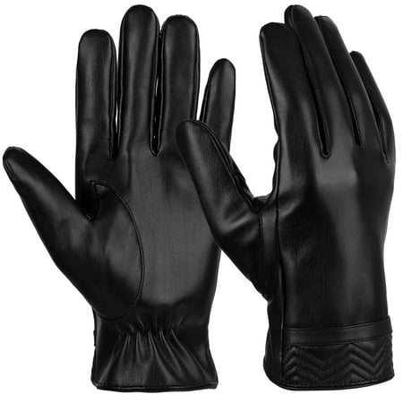 Vbiger PU Leather Gloves Warm Winter Gloves Flexible Touch Screen Gloves Cold Weather Gloves Casual Outdoor Sports Gloves for Men, (Best Flexible Winter Gloves)