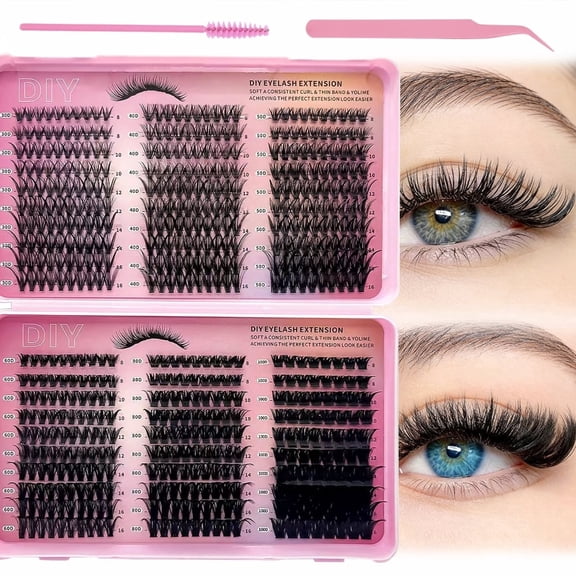 "Faux" fur Eyelash Clusters 30D/40D/50D/60D/80D/100D Lash Clusters Wispy Individual Lashes 480PCS D-curly Lash Extension 10-16MM Natural Lashes Clusters DIY Cluster Eyelash Extensions for Beginners