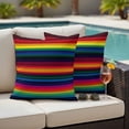 thumbnail image 4 of Rainbow Stripes Outdoor Waterproof Pillow Covers, Mexico Colored Stripes Minimalist Decorative Square Throw Pillowcase Sofa Cushion Sham for Patio/Couch/Chair, 16"x16" 2 Pack, 4 of 8