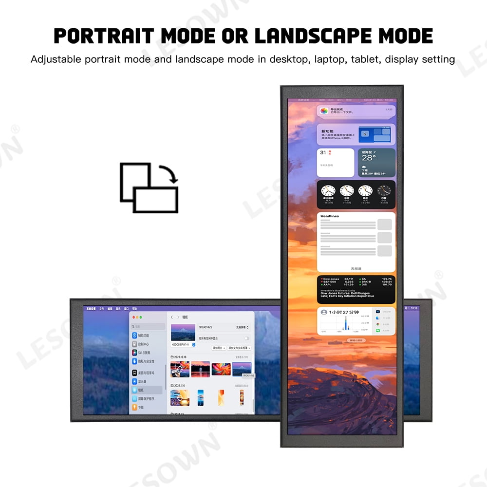LESOWN Long Strip Monitor 7.9 inch IPS Secondary Screen Stretched Bar Display LCD 400x1280 HDMI Monitor 7.84" Small Expansion Display for Laptop Raspberry Pi Black