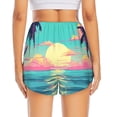 thumbnail image 4 of Goofa Retro Palm Beach Sunset Printed Women 2 in 1 Running Shorts,Quick Dry Athletic Workout Shorts,High Waisted Athletic Shorts with Liner Pockets-X-Large, 4 of 9