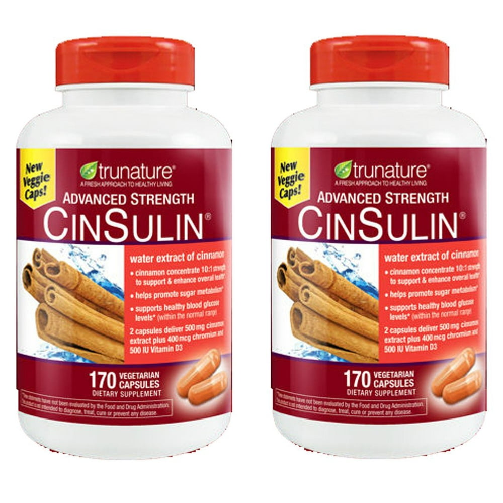 Trunature Advanced Strength Cinsulin 170 Capsules 2 Pack Walmart