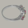 thumbnail image 4 of LBG British Made 10k White Gold Natural Ruby & Opal Womens Eternity Ring - 33 size options - Size 11.25, 4 of 7