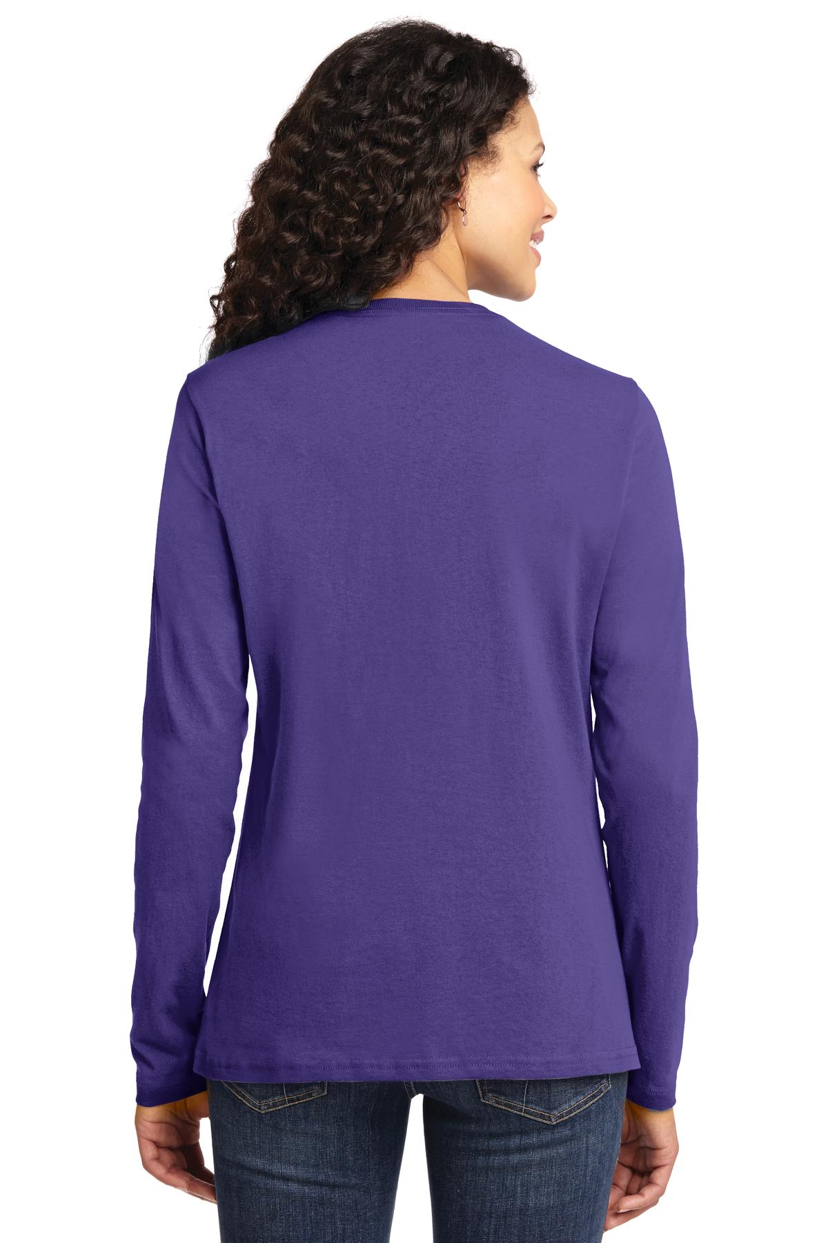 Port & Company Long Sleeve 54oz 100% Cotton TShirt (LPC54LS) Purple, XL - image 2 of 6
