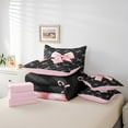 thumbnail image 6 of Manfei Pink Bow Knot Girl Twin Bedding Sets 7-Piece, Black Gray Stripe Bedding Comforter Set, Dreamy Bowknot Bowtie Sheet Sets, Breathable Room Decor, 6 of 8