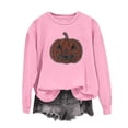 thumbnail image 4 of SETOOFF Halloween Ghost Rhinestone Crew Neck Pullover Sweatshirt for Women, Loose Fit Long Sleeve Shirts Lightweight Tunic Blouses Holiday Costume Tops for Daily Casual Work Fashion, 4 of 5