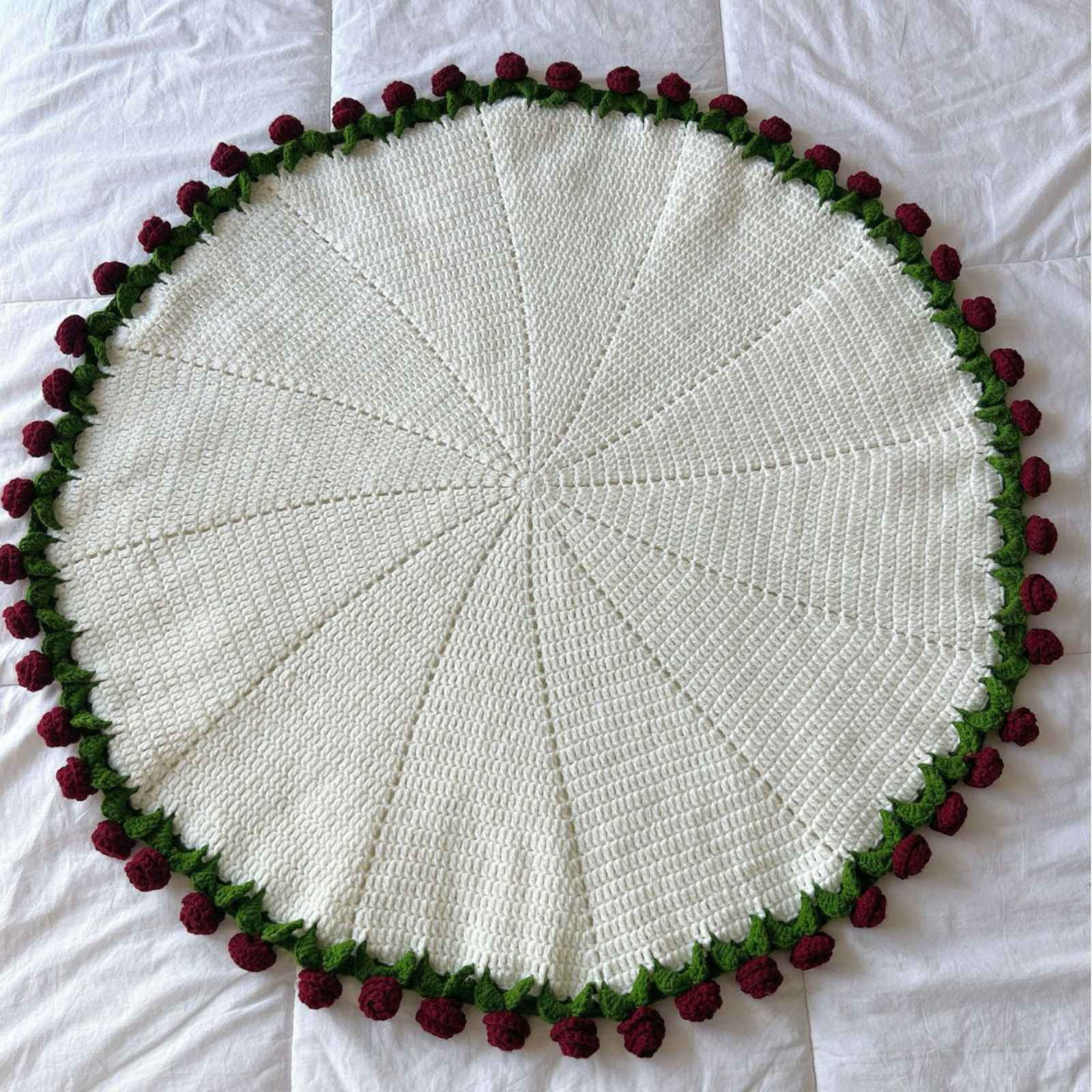 Crochet Rose Blanket,DIY Handmade Crochet Flower Bouquet Blanket,Rose Flower Bouquet Knitted Throw Blankets Pastel Tones for Mother's Day Birthday Christmas Home Decor (Material Package,Unfinished )
