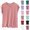 Watermelon Red, variant on Fancifize Plus Size Cap Sleeve Pajama Shirts for Women Soft Cozy V Neck Pj Tshirts Casual Loose Loungewear