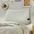 thumbnail image 6 of WOWMAX Large Reading Bed Wedge Pillow, Triangular Upholstered Headboard, Backrest Back Support for Sitting Up in Bed With Removable Linen Ivory Cover, Twin, 6 of 6