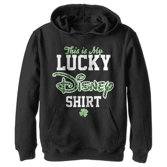 Boy's Disney This is my Lucky Shirt  Pull Over Hoodie Black Small