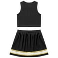 thumbnail image 5 of renvena Youth Girls Cheerleading PerformanceDancewear Cheer Sequins Printed Crop Top with Mini Skirt Cheer leader Uniform Black 10, 5 of 7