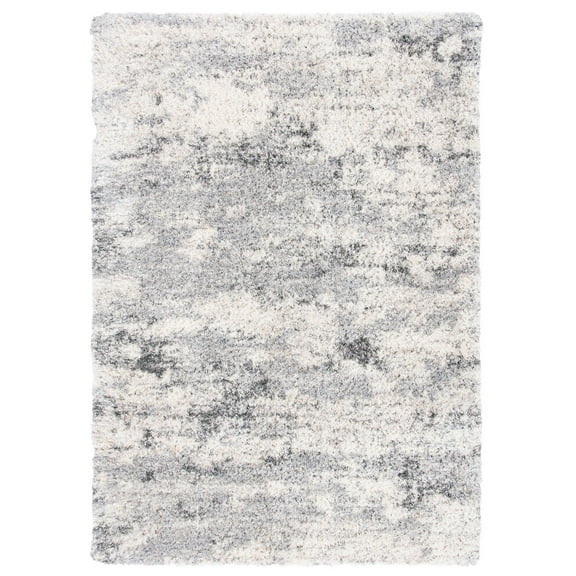SAFAVIEH Berber Carrie Abstract Shag Area Rug, 5'3" x 7'6", Ivory/Beige