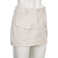 thumbnail image 4 of Falda Sexy Spice Girl Fashion Street Color sólido Cintura baja Bolsillo Herramientas Falda corta Mujer Cgtredaw para Mujer Blanco T S, 4 of 9