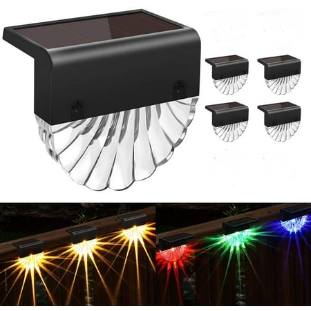 

Solar Deck Lights Outdoor - 4 Pack Solar Step Light Waterproof Solar Fence Lights for Patio Stairs Post Pathway Porch Driveway Ya