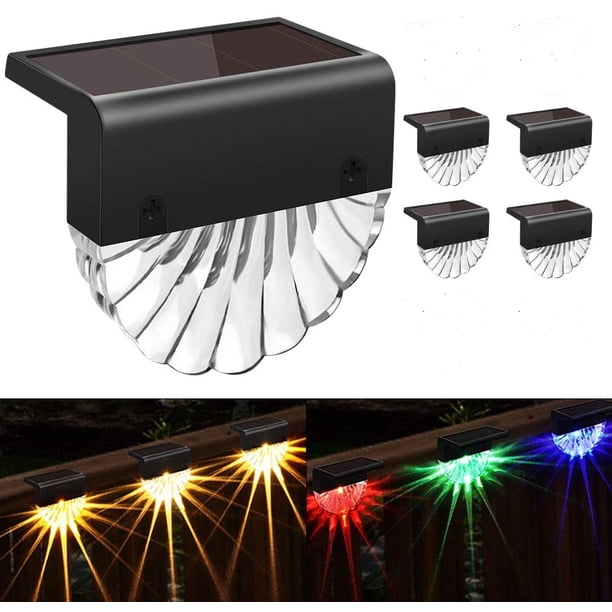 Luces solares para terraza al aire libre, paquete de 4 luces solares para escalones, impermeables, luces solares para cercas para patio, escaleras, postes, caminos, porches, entradas, patios, decoración de jardín Zhivalor WMZY-1124