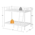 thumbnail image 2 of SogesPower Twin Over Twin Bunk Bed Metal Bed Frame, Heavy Duty Sturdy Bed Frame with Safety Rails for Teens and Adults, White, 2 of 10