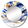 thumbnail image 2 of Designart "Cubist Kaleidoscope in Blue and White I" Cubism Blue Large Round Mirror - Round Bedroom Mirror Wall Decor - Modern Round Printed Mirror - 23" x 23", 2 of 6