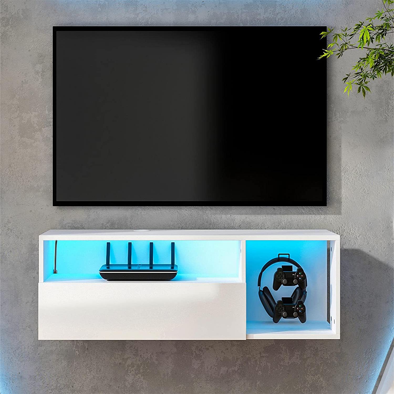 SogesPower Floating TV Stand with Lights, LED TV Stand Floating