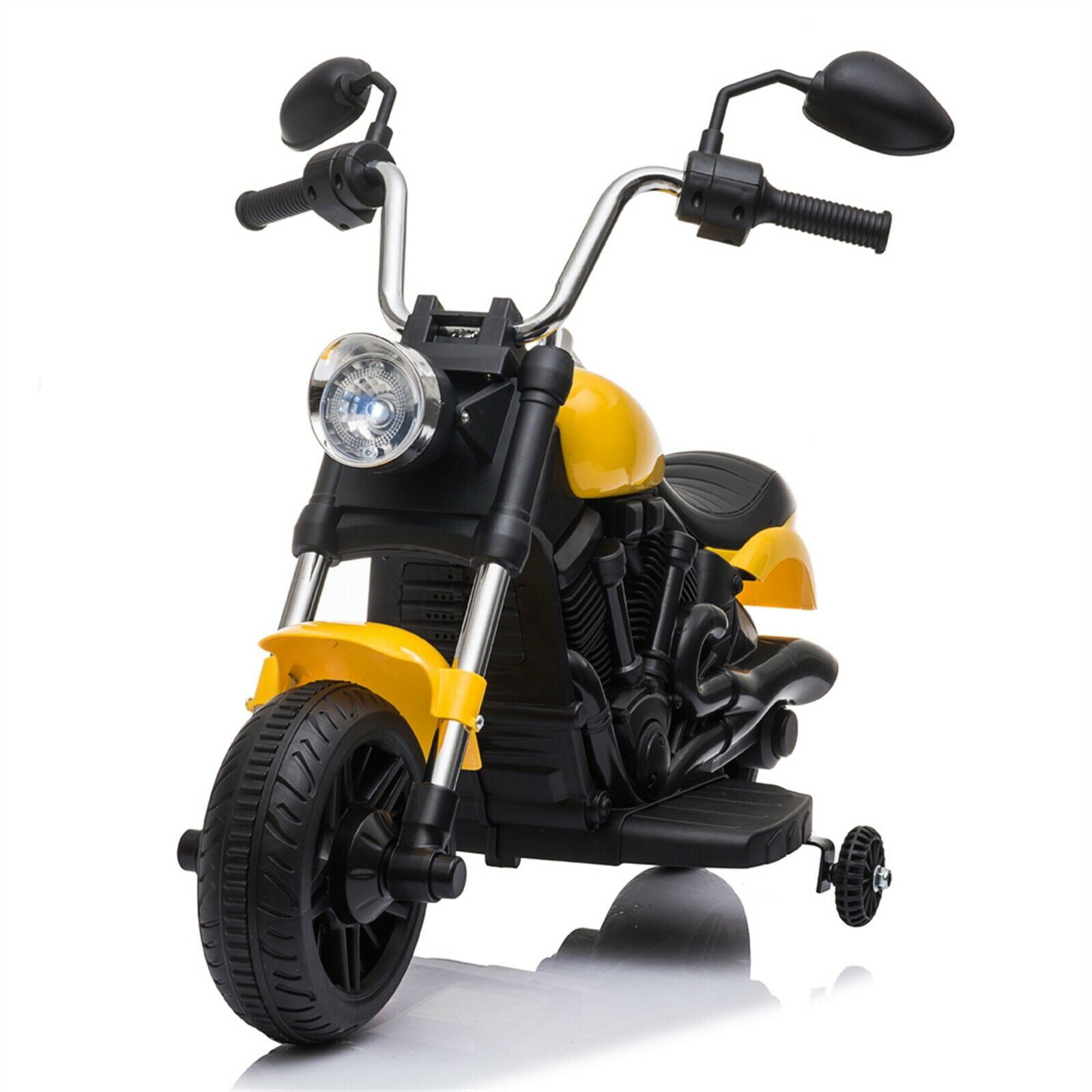 6V Electric Kid Ride On Motorcycle Powered Training Wheel Music Headlight Yellow
