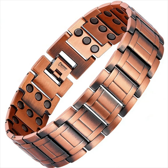 Wollet Copper Bracelet for Men 3X Magnetic Bracelets 99.99% Pure Copper Wristband