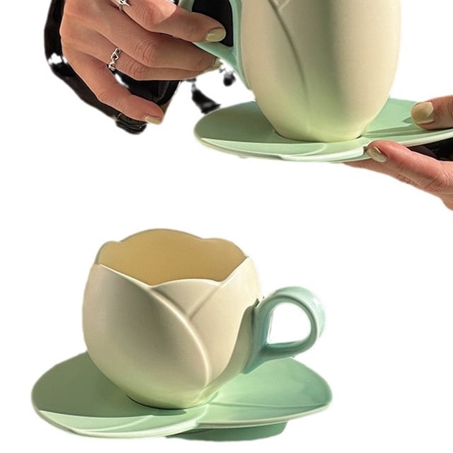 Taza de Cerámica Para Cafe En Forma de Tulipan Tulipans 300ml