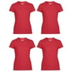 Gildan Missy Fit Womens XS Adult Performance Short Sleeve T-Shirt, Red (4 Pack)