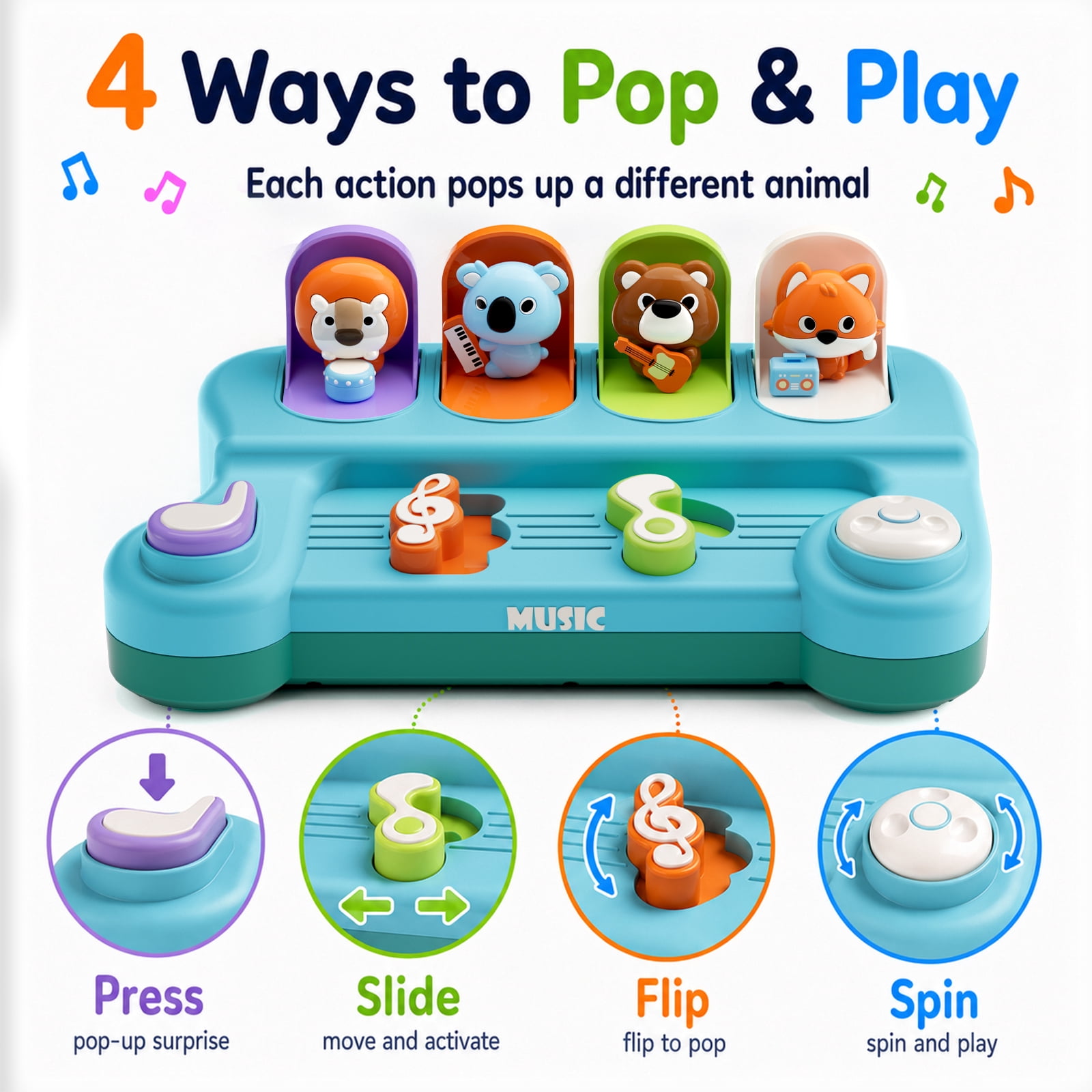 Dimoarch Toy for 1 Year Old Boy Girl, Pop Up Baby Toy with Music, Cause and Effect Toy for 6-9-12-18 Months Gift for Infant