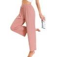 thumbnail image 4 of INSPIRAR CHIC Pantalones Palazzo de Pierna Ancha de Cintura Alta para Mujeres, Casual, con Cuerda, Cortos, L Rosa, 4 of 5